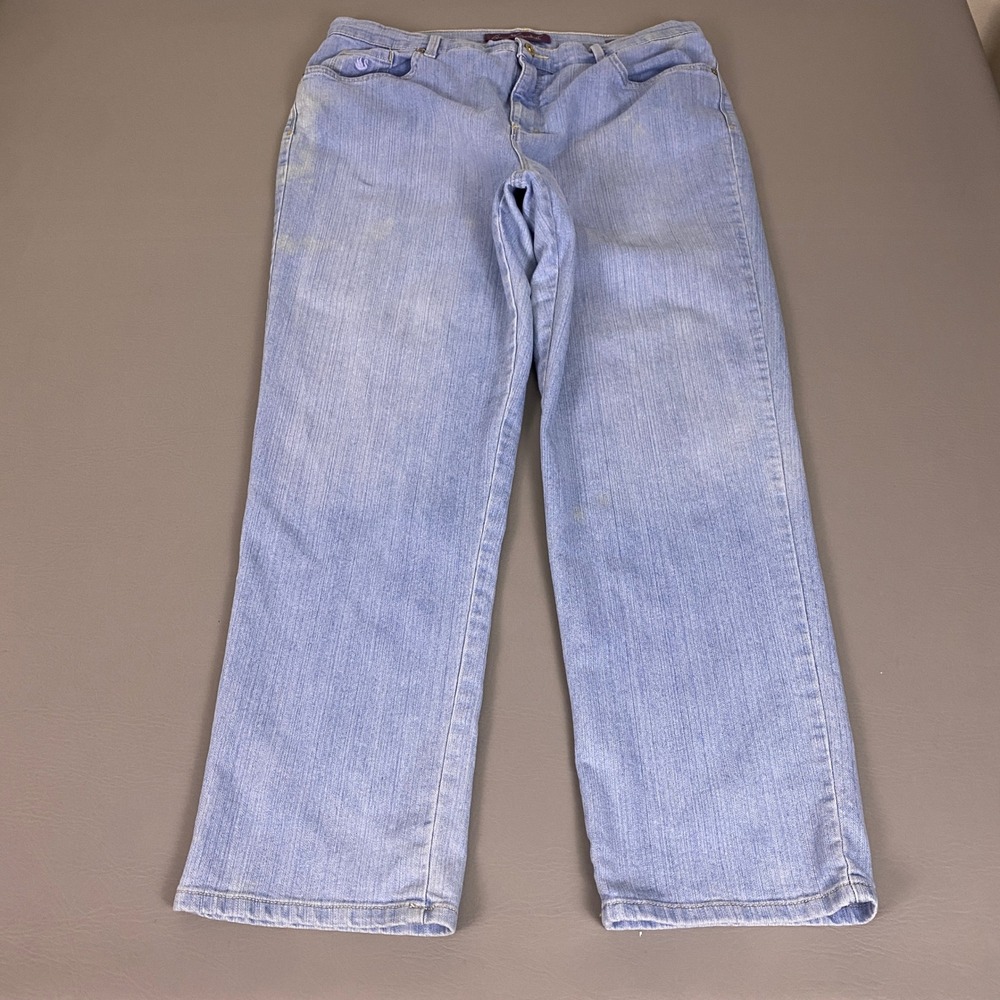 Gloria‎ Vanderbilt Amanda High Rise Jeans 16 Short Tapered Mom Blue *Flawed*